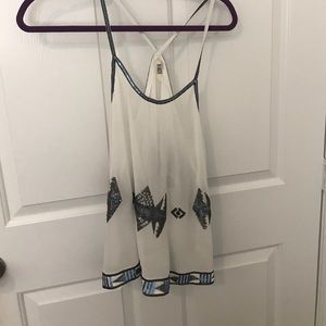 BB Dakota white sheer embroidered tank